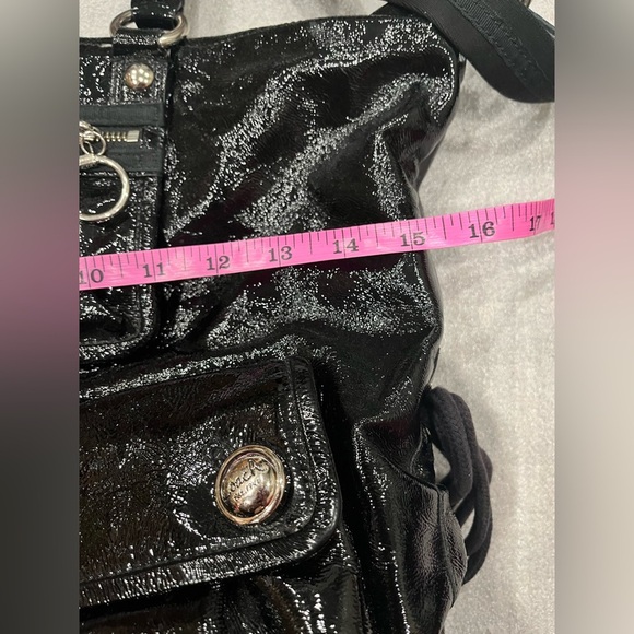Coach Poppy Black Patent Leather Women's Hobo Tote Bag - Picture 8 of 11